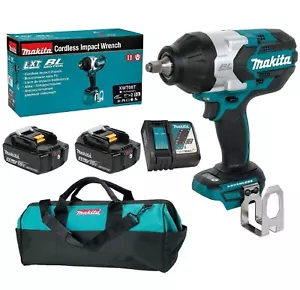 Makita 18 V Bediengerät Li-Ion Akku-Schlagschrauber mit hohem Drehmoment 1/2 Zoll (2 x 5,0 Ah) XWT08T - Bild 1 von 1