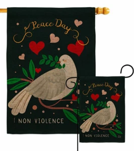Peace No Violence Burlap Garden Flag Sweet Life Earth Decorative Yard Banner - Picture 1 of 19