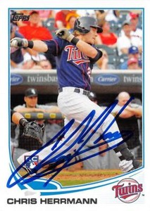 Chris Herrmann autographed baseball card Minnesota Twins 2013 Topps #335 Rookie