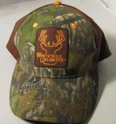 Whitetails Unlimited Hat Green Brown Patch Logo Camouflage Adjustable Cap New - Image 1 of 4