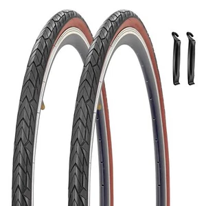 SIMEIQI 2 Pack 700x35C/37-622 Bike Tires Black Wall or Brown Wall 700C Road B... - Picture 1 of 7