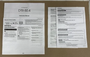 Integra DTR-50.4 AV Receiver Owners Manual, Remote Codes, Internet Radio Guide - Picture 1 of 11