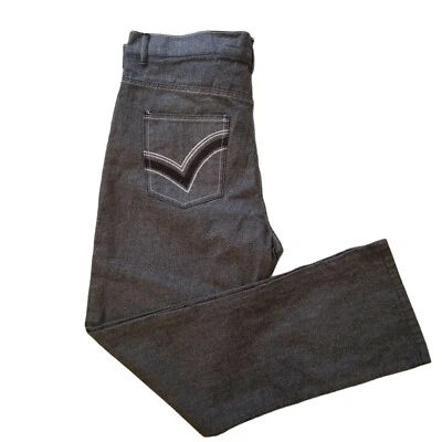 CHAMS Premium Grey Denim Size 38 X 32 Relaxed Fit Embroidered Back Pockets - Image 1 of 4