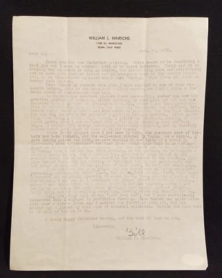 CARTA FIRMADA 1970 HINRICHS HOLANDESA (D. 1972) CON RESPECTO A WALTER JOHNSON JSA/CERTIFICADO DE AUTENTICIDAD Foto 1 de 3