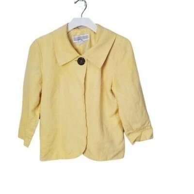 Jessica Howard Vintage Linen Cape Jacket Butter Yellow Coastal Resort Womens 12 - Image 1 of 4