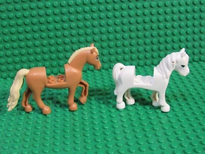 Lote 2 Lego Friends Caballo Pony Turrón Blanco Minifiguras Figuras Animales HR22 Foto 1 de 2