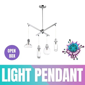 Kem 4-Light Pendant – Chrome Modern Ceiling Fixture w/ Glass Shades, MSRP $300 - Picture 1 of 4