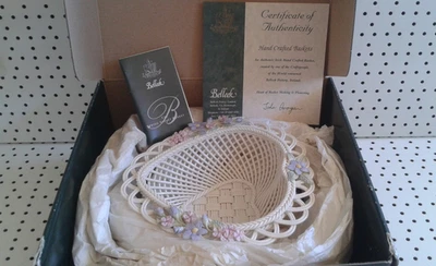 Belleek Pottery ~ Spring Violet Basket 2624 ~ Ireland 2001 Limited Edition - Image 1 of 4