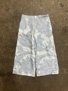 Acne Studios Texel Embroidered Cropped Wideleg Pants Floral Blue Women’s 27 Zip - Picture 1 of 8
