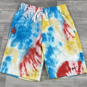 NWT Nike Boys' Large Sportswear Club Tie Dye Fleece Shorts DV0063-648 FUSION RED - Picture 1 of 8