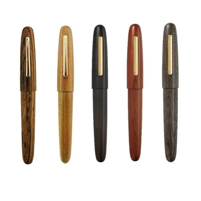 143mm Jinhao 9056 Wood Golden Clip Fountain Pen iridium Fine(F)/0.5mm Nib Pen E - Image 1 of 4