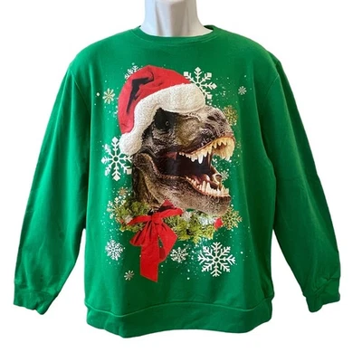 Fifth Sun Tyranno-Santa Rex Dinosaurio T-Rex Feo Navidad Sudadera Talla Grande Foto 1 de 4