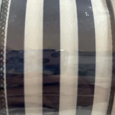 5 yds. NAVY & WHITE STRIPE WIRE EDGE RIBBON  2 1/2" Wide - Image 1 of 4