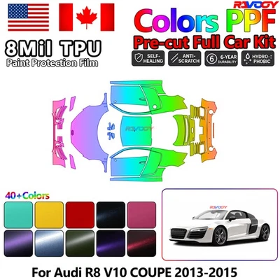 Película de protección de pintura PPF precortada de color para Audi R8 V10 cupé 2013-2015 Foto 1 de 4