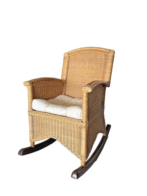 Schaukelstuhl Wohnzimmer Holz Rattan - Bild 1 von 3