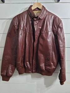 Vintage Chess King Leder Cafe Racer Herren Bomberjacke Gr. L Kunstfell gefüttert schön - Bild 1 von 18
