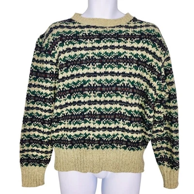 Suéter vintage Fieldmaster para hombre L gris tostado verde manga larga cuello redondo lana Foto 1 de 4