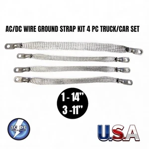 AC/DC WIRE GROUND STRAP KIT 4 PC TRUCK/CAR SET U.S.A MADE - Picture 1 of 1