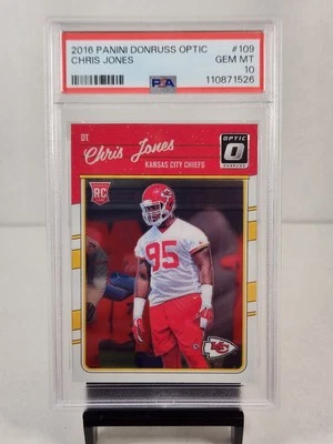 2016 Panini Donruss Optic No109 Крис Джонс RC PSA Gem как новая 10 KC Chiefs - Изображение 1 из 3