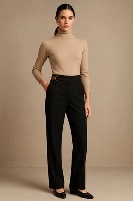 Lauren Ralph Lauren Womens Black Straight Leg Cotton Trouser Pants Sz 10 Preppy - Image 1 of 4