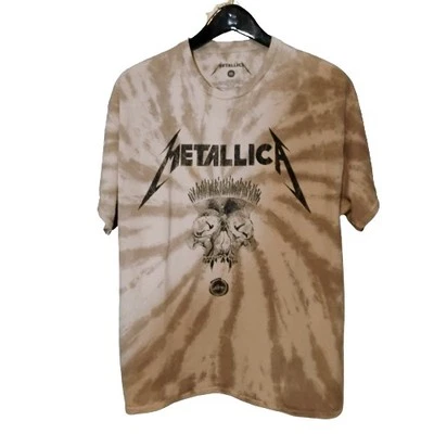 Metallica T-Shirt Men’s L Tan Tie Dye Skull Graphic Band Tee Rock Metal - Image 1 of 4