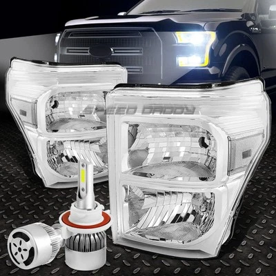 FARO CARCASA CROMADA+ESQUINA TRANSPARENTE+LED BLANCO H13 HID+VENTILADOR PARA SUPERDUTY 11-16 Foto 1 de 4