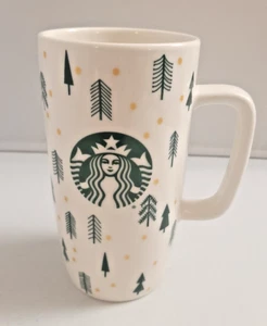 Starbucks White Green Gold 16oz Christmas Holiday Mug Tasse (B) - Bild 1 von 7