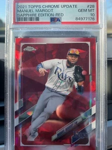 Manuel Margot 2021 Topps Chorme Update Sapphire Edition Red PSA GEM MT 10 # /5 - Picture 1 of 2