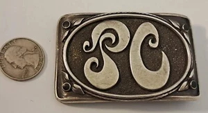 NATIVE AMERICAN Sterling Silver 3 1/8" Handmade Belt Buckle Southwestern PC SC - Picture 1 of 8