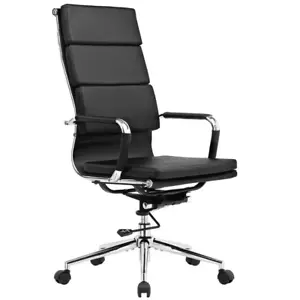 NEW Ergonomic High Back Office Desk Chair Faux Leather Adjustable Wheels Black - Picture 1 of 12