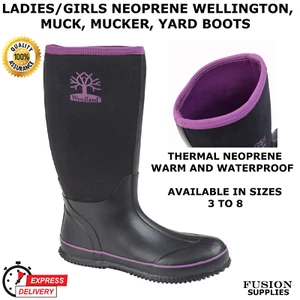 MUCKER BOOTS,HORSE,WELLINGTON,EQUESTRIAN,YARD,COUNTRY,LADIES,NEOPRENE, SIZE 3-8 - Picture 1 of 5