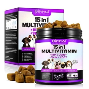 15 in 1 Multivitamin Dog Vitamin Supplement Chews for Hip Joint Coat XL 150 Tub - Picture 1 of 13