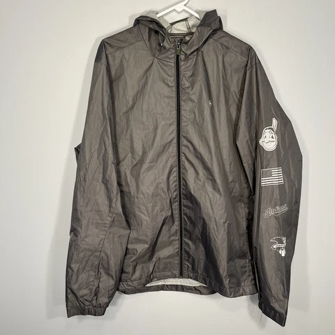 Cleveland Indians Jacket Mens Extra Large Gray Baseball Rain Coat Lightweight Cover