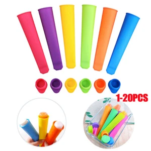 20PCS Silicone Pop Up Ice Lolly Cream Popsicle Mould Molds Frozen DIY Maker UK - Picture 1 of 17