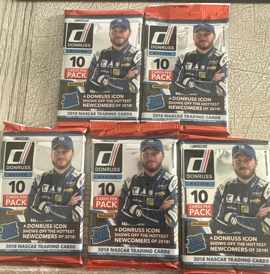 Five 2018 Donruss Racing Nascar Sealed 10 Card Packs Wallace RC?  Free Shipping! - Image 1 of 1