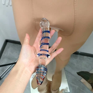 Candy Glass Dildo G-Spot Anal Butt Plug Massager Wand Masturbator Women Sex Toy - Picture 1 of 16