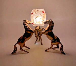 Vintage  Horses dance Brass Metal  Horse Statue base for candle - Picture 1 of 24