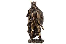 PTC 13.5 Inch Viking Warrior with Shield and Club Resin Statue Figurine