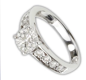 Womens 10k White Gold Diamonds Size 7 Ring - Picture 1 of 5
