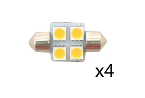 "Bombilla LED Pactrade Marine 4 piezas Festoon tipo 12VDC 60LM blanca cálida 1 1/4 X 5/8" - Imagen 1 de 3