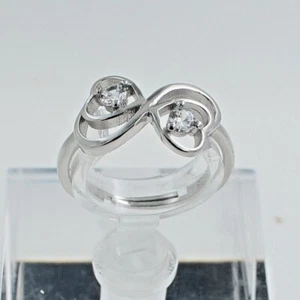 Anello infinito a cuore intrecciato in argento 925 con zirconi - Imagen 1 de 4