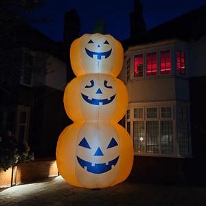 Giant 20ft Inflatable Light up Halloween Stacked Pumpkin Decoration with 28 LEDs - Picture 1 of 11