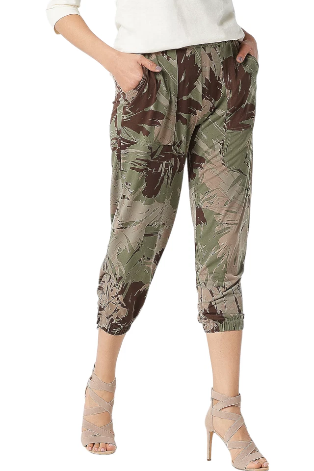 Pantalones Jogger Cortos Estampados Colección Lisa Rinna Verde Ejército Palma Foto 1 de 1