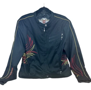 Harley Davidson Jacke schwarz mit gestickten Flammen Damen XL - Bild 1 von 10