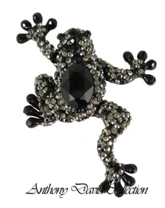 Anthony David Frog Brooch Pin with Swarovski Crystals - Picture 1 of 2