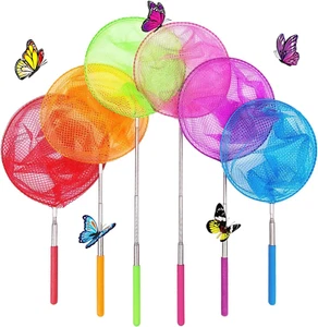 6 Pack Telescopic Insect Nets, Butterfly Fishing Nets, Outdoor Kids Exploration - Picture 1 of 12