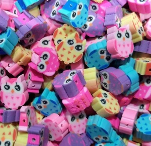 Hmade Polymer Clay Owls, Mixed, 9-12x9-10x4.5mm,  40pcs,  Free post Oz Seller - Picture 1 of 2