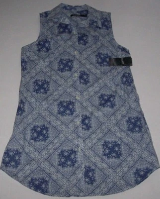 NWT Ralph Lauren Blue/Ivory Sleeveless FLORAL BANDANNA Nightgown Gown S $55  - Image 1 of 3