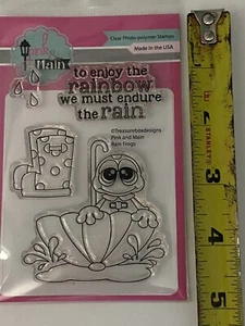 Pink &Main Rain Frogs Clear Photo Polymer Stamps Made In USA PM0172 Creative - Picture 1 of 3
