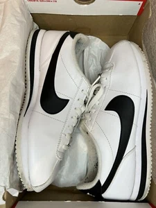Nike Cortez Basic Leather OG Trainers - White Black - Size UK 7.5 (EU 42) US 8.5 - Picture 1 of 13